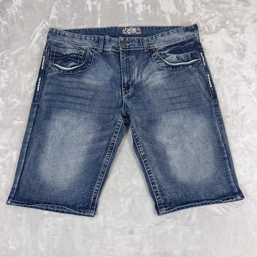 Y2K Monarchy Shorts Mens 46 Distressed Denim Jorts Skater Streetwear Grunge